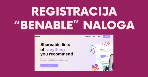 Registracija "Benable" naloga