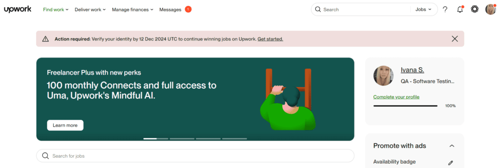 Zahtev za verifikaciju "Upwork" naloga