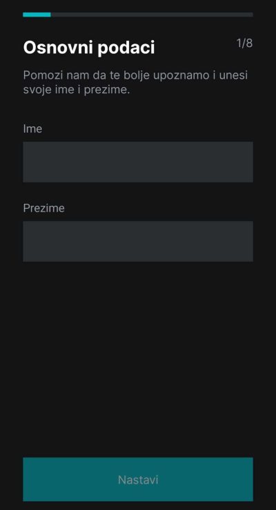 Registracija Match IT naloga - ime i prezime