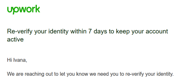Obaveštenje o verifikaciji identiteta